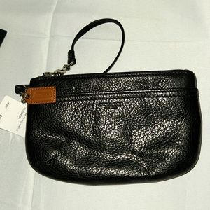 NEW Coach Park Leather Medium Wristlet Black